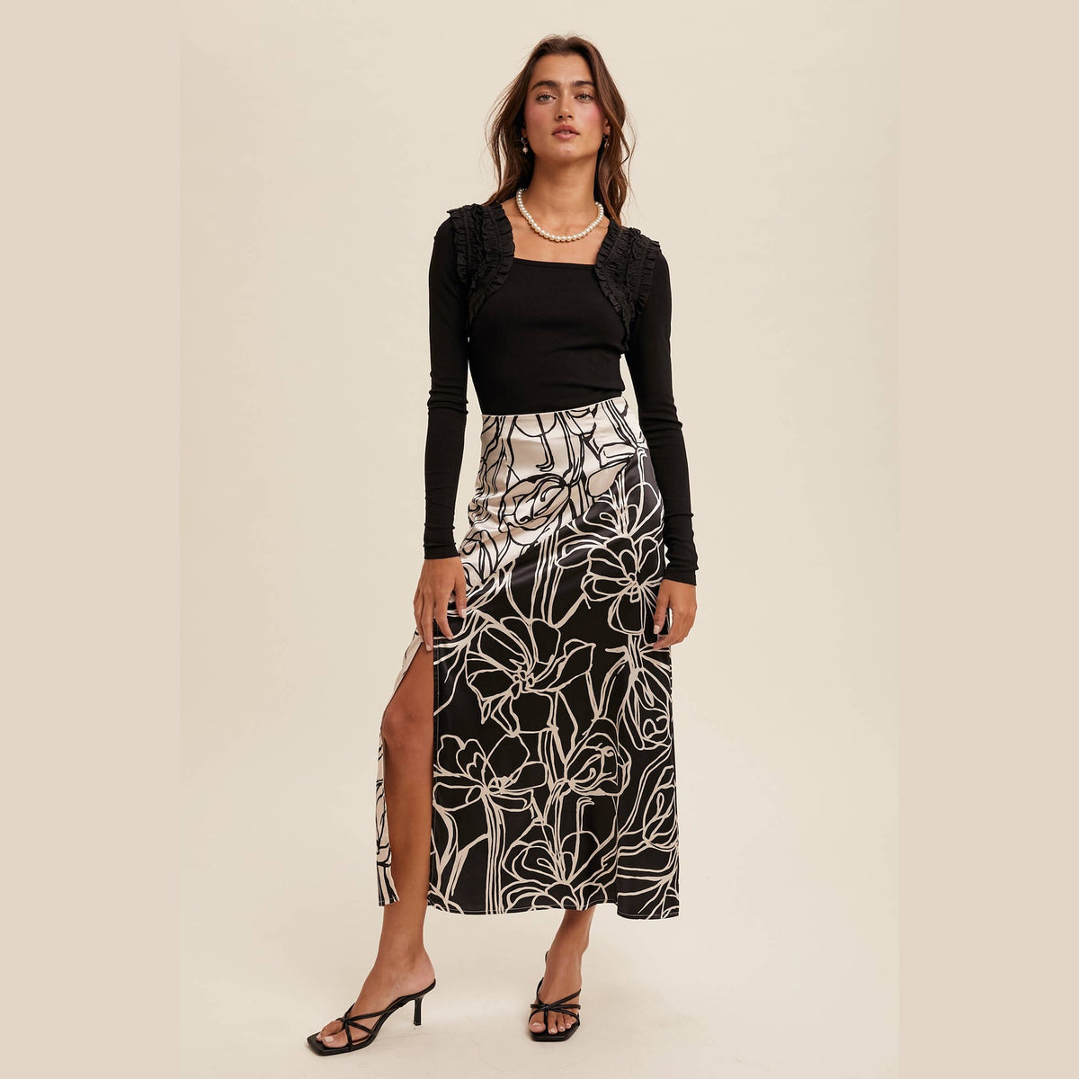 Square Neck Ruffle Accent Top - The Feral Market