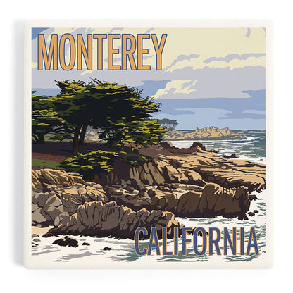 Ceramic Coaster Monterey, California, Cypress Tree