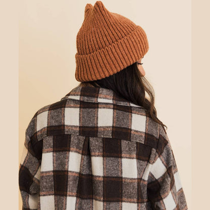 Chill Vibes Soft Ribbed Square Top Beanie