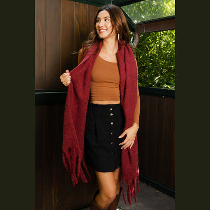 Cozy Knit Scarf with Tassels