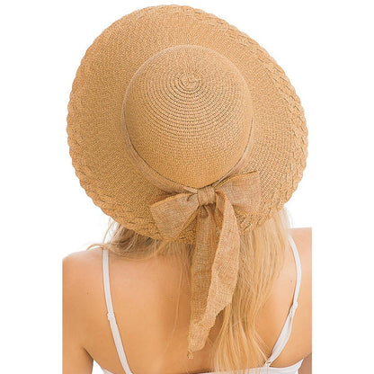 Burlap Ribbon Scallop Trim Visor Derby Sun Hat