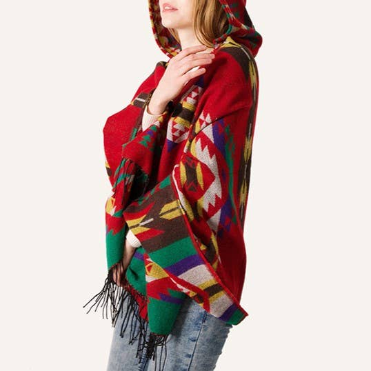 Aztec Print Hooded Wrap
