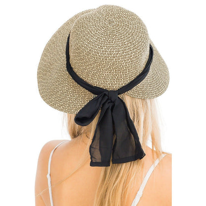 Mix Grain Chiffon Ribbon Visor Dome Derby Sun Hat