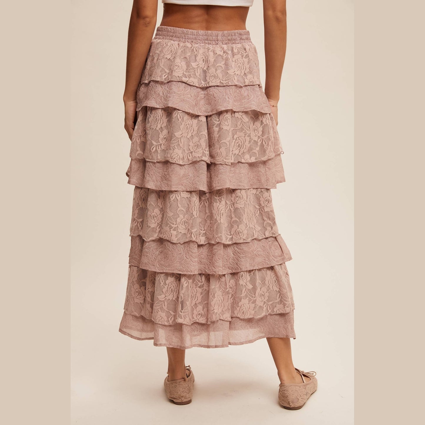 Lace Tiered Maxi Skirt