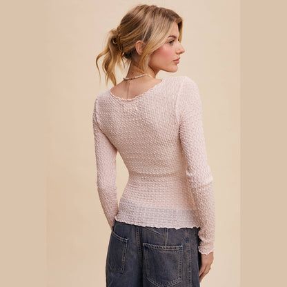 Textured Stretch Long-Sleeve Layering Top - The Feral Market