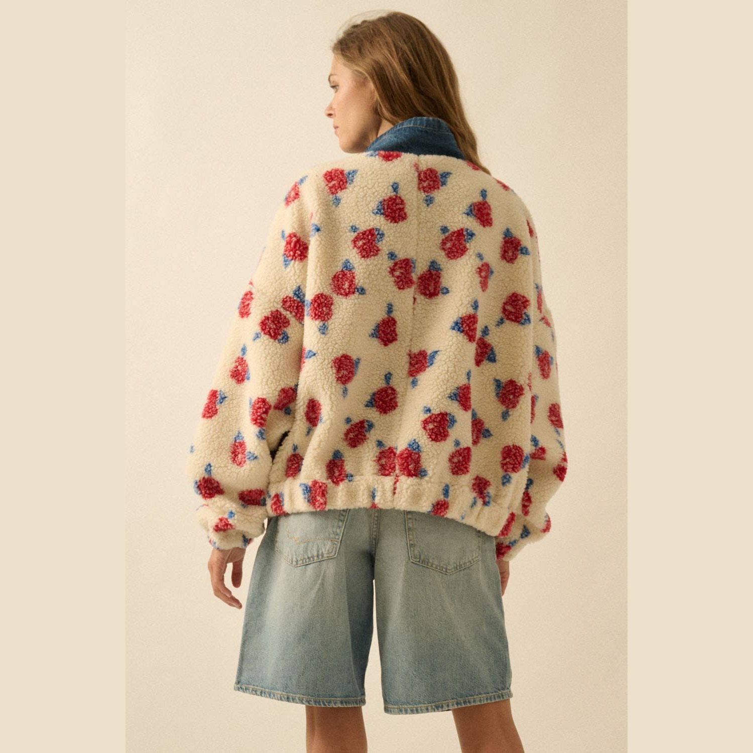 Floral Fleece and Denim Half-Snap Pullover – The Feral Market