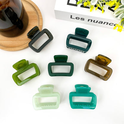 Square Thickened Hair Clip,Green Series Claw Clip