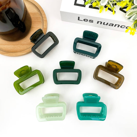 Square Thickened Hair Clip,Green Series Claw Clip