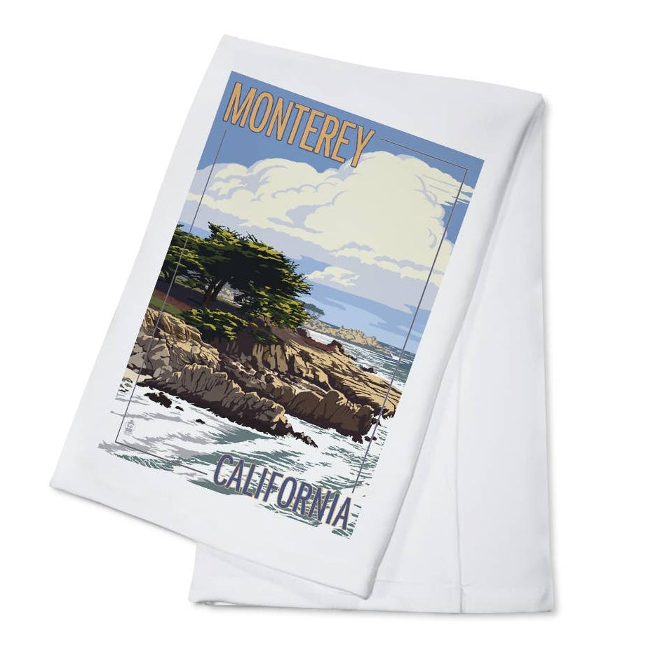 ORGANIC TEA TOWEL Monterey, California, Cypress Tree