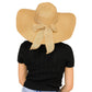 Scallop Hem Burlap Bow Paper Straw Floppy Sun Hat