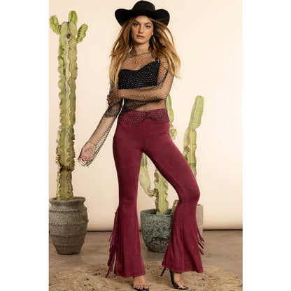 Dakota Side Fringe Mineral Washed Flare Pants