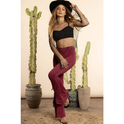 Dakota Side Fringe Mineral Washed Flare Pants