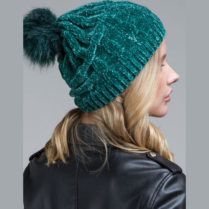 Chenille Cable Knit Beanie