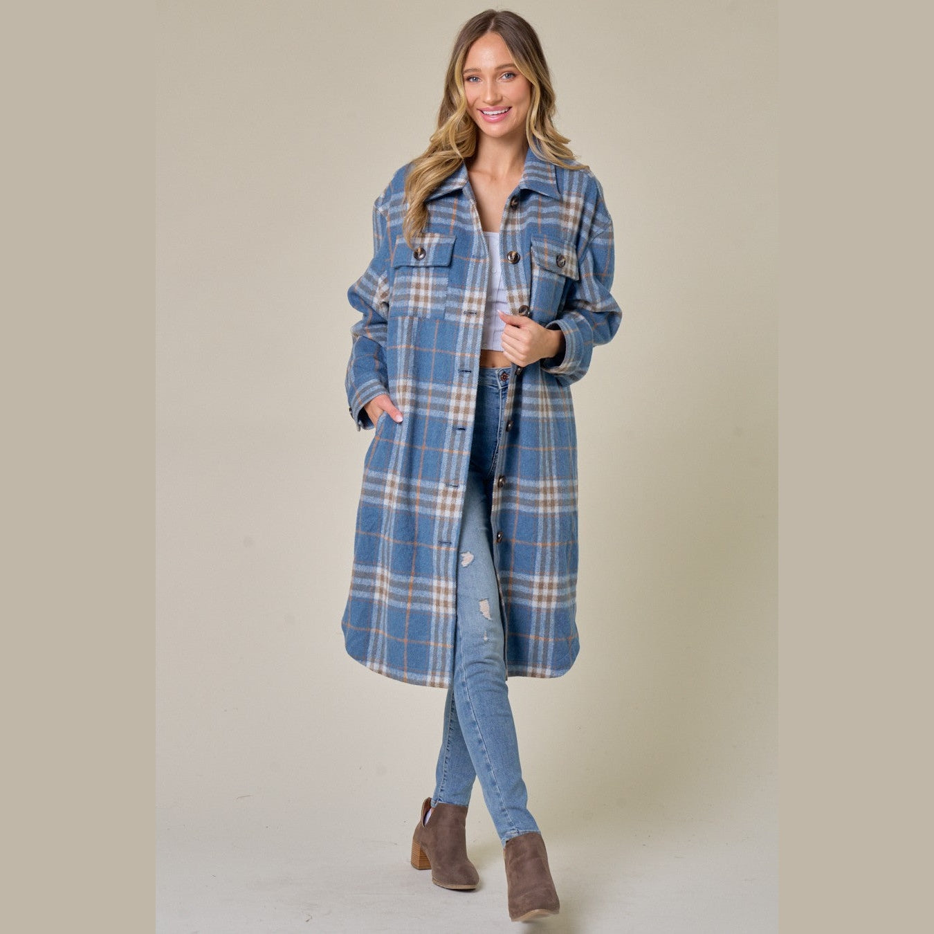 Molly Brushed Flannel Long Coat