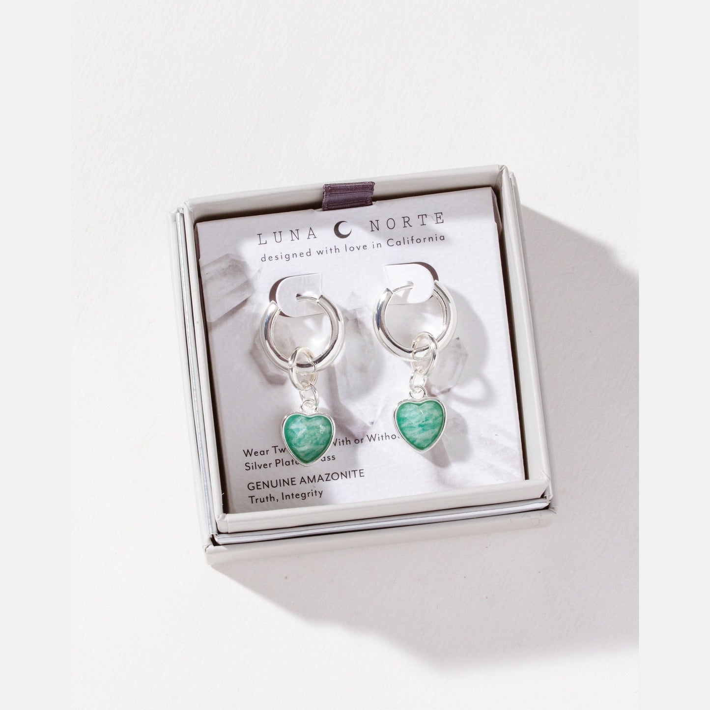 Heart's Accelerated Huggie Hoop Earring Silver - Amazonite