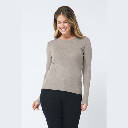 Cielo Ribbed Crew Neck Long Sleeve Pull Over