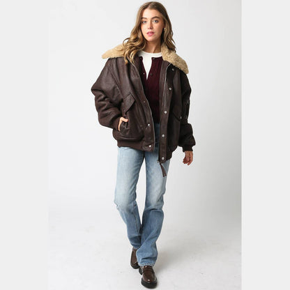 Aspen Pu Bomber Jacket - The Feral Market