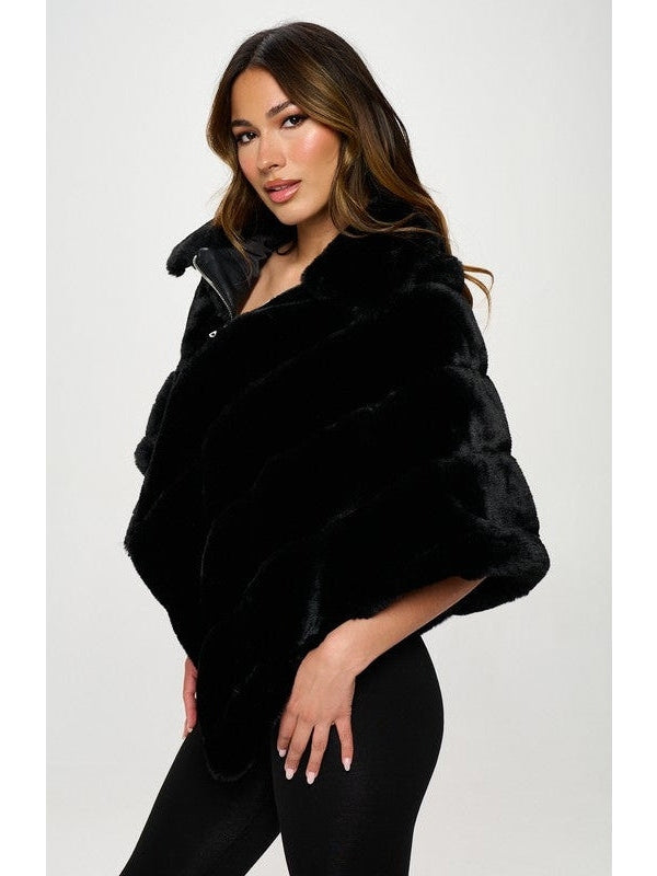 Sophia Plush Vegan Fur Poncho