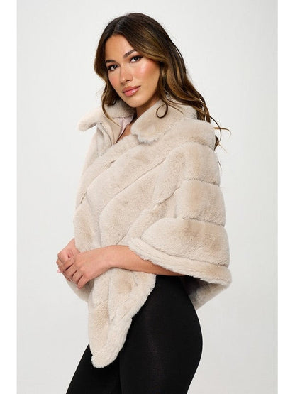 Sophia Plush Vegan Fur Poncho