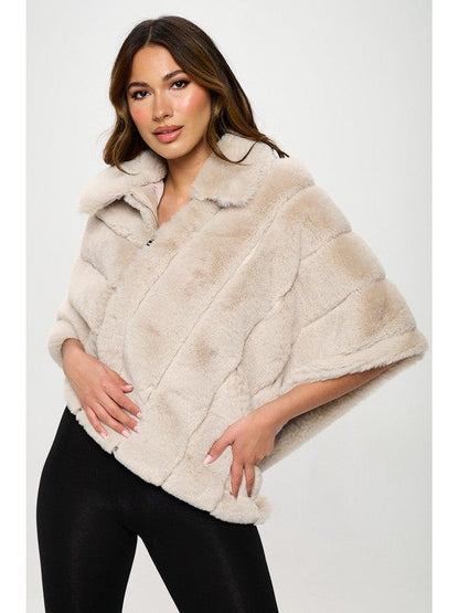 Sophia Plush Vegan Fur Poncho