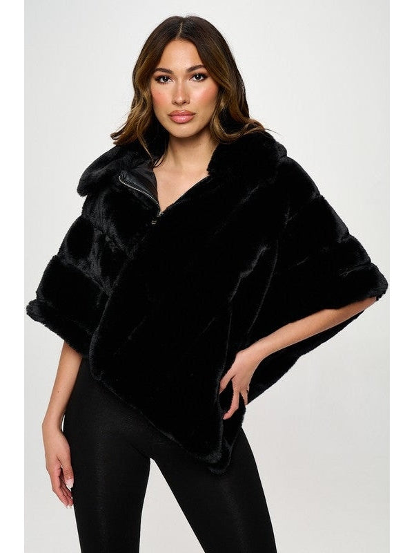 Sophia Plush Vegan Fur Poncho