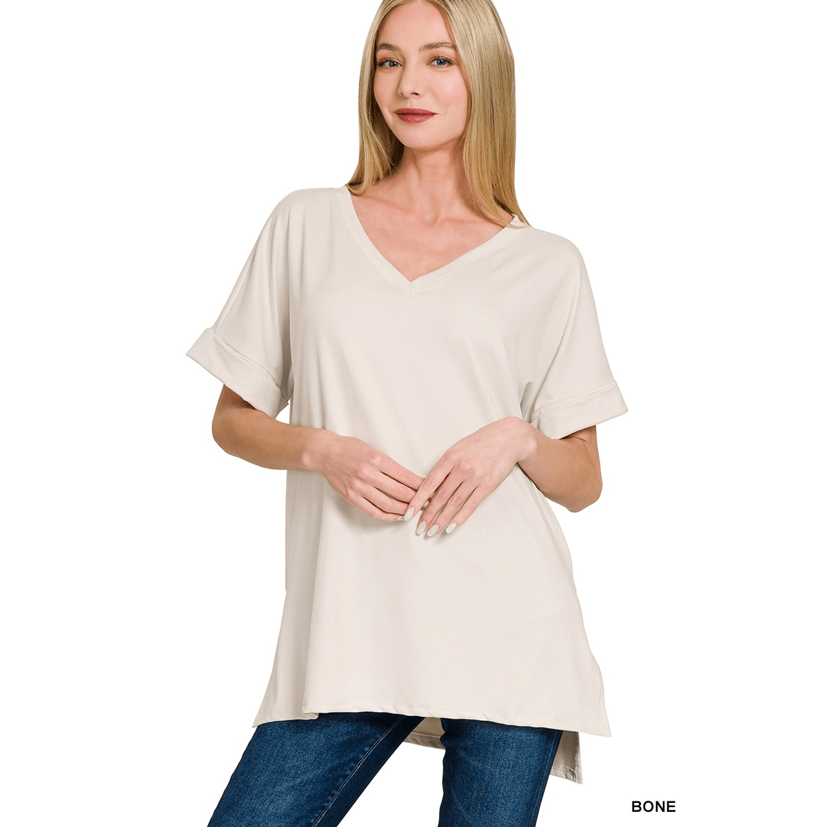 Brushed Short Sleeve V-Neck Shirt