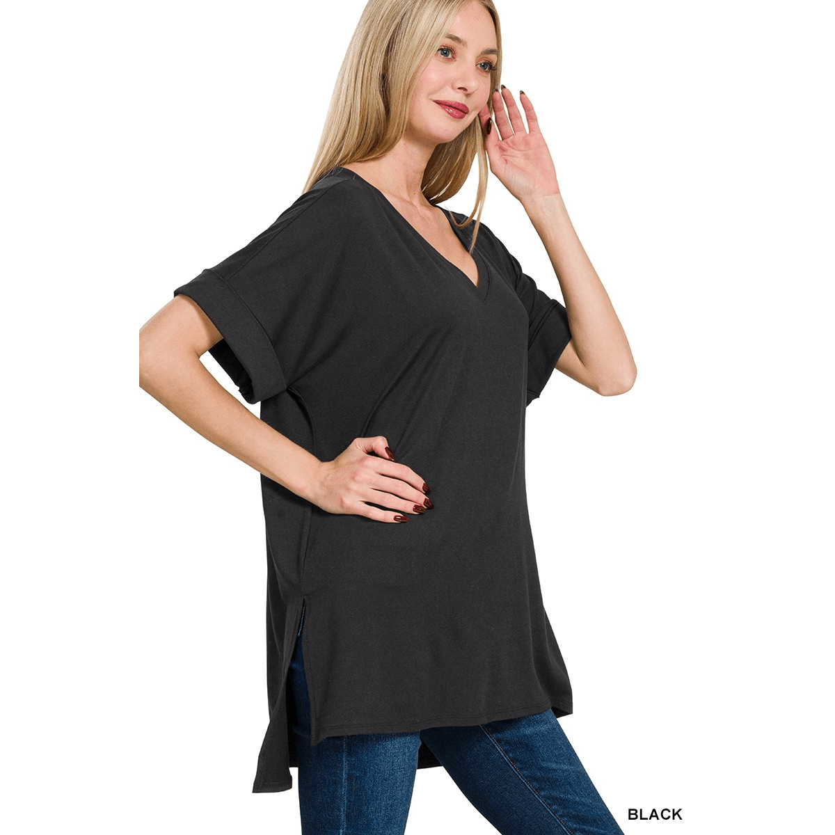 Brushed Short Sleeve V-Neck Shirt