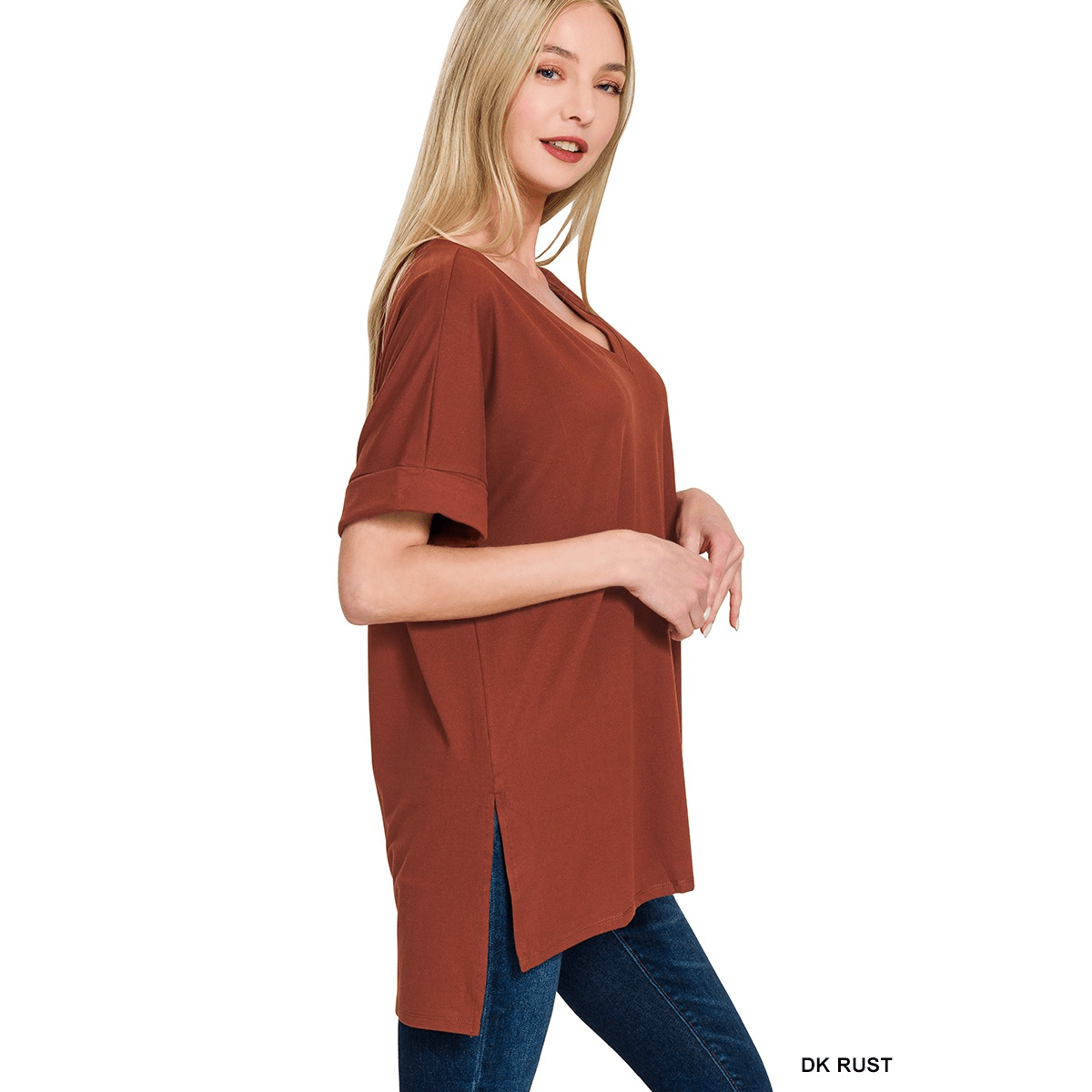 Brushed Short Sleeve V-Neck Shirt