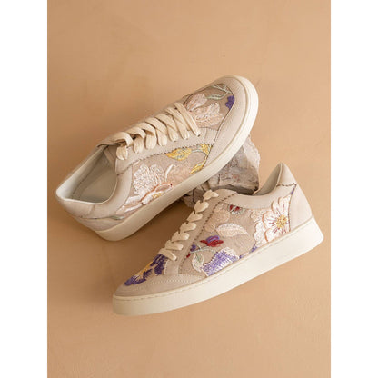 The Tammi | Light Grey Floral Applique Sneaker