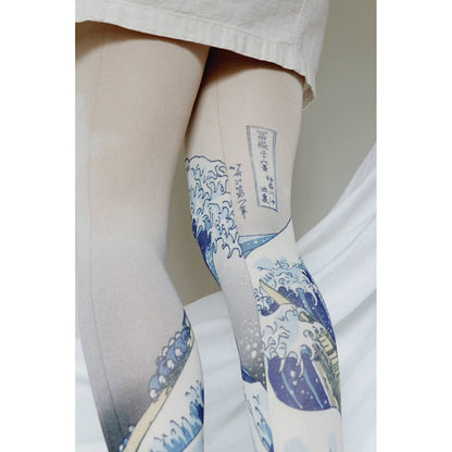 THE GREAT WAVE OFF KANAGAWA by HOKUSAI Printed Art Tights - The Feral Market