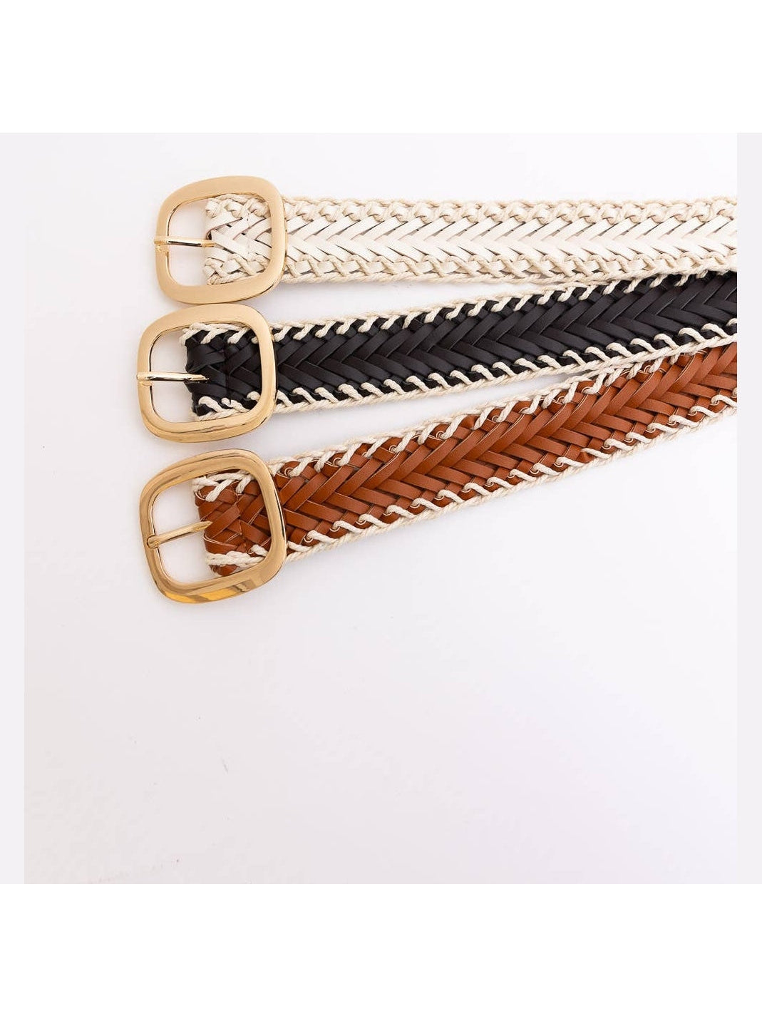 Crochet Trimmed Woven Leather Belt