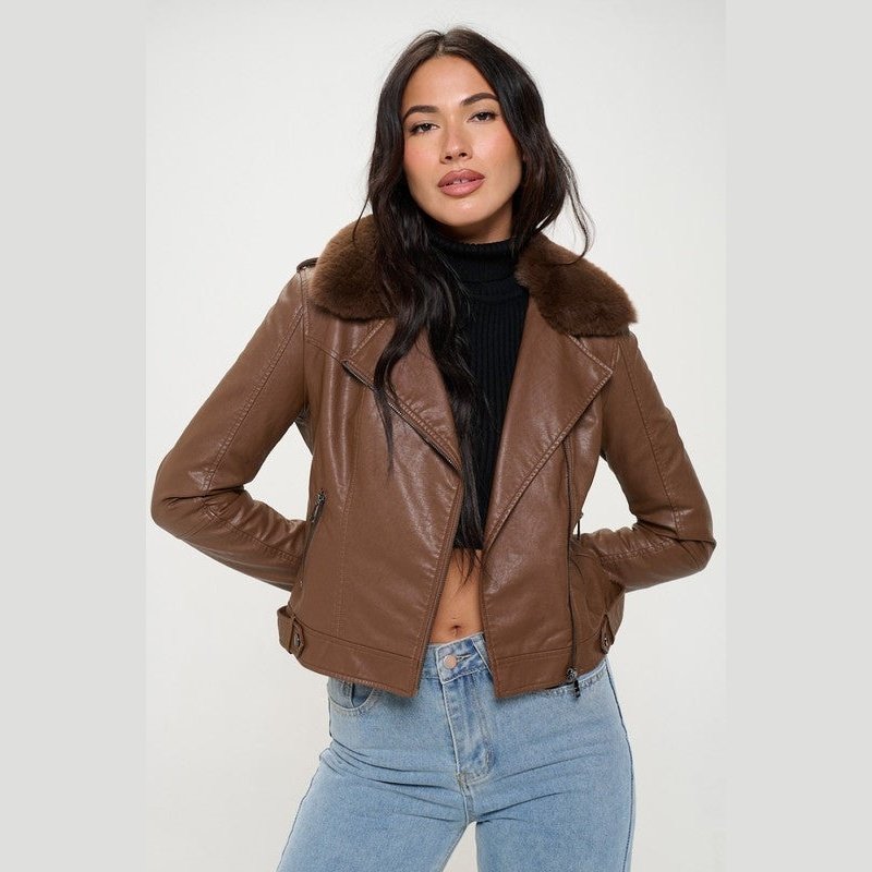 Maeve Faux Fur Vegan Leather Jacket