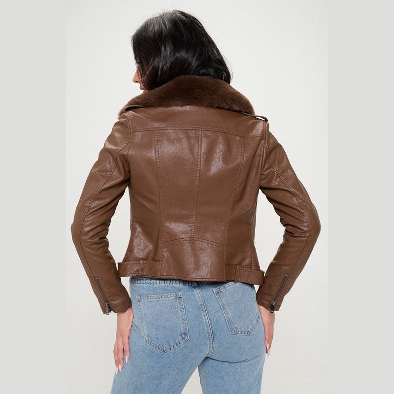 Maeve Faux Fur Vegan Leather Jacket