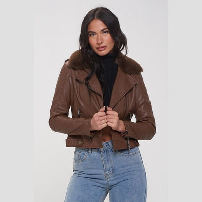 Maeve Faux Fur Vegan Leather Jacket