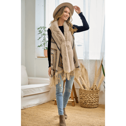 Tala Faux Fur Trim Cardigan Vest