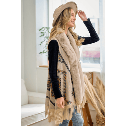 Tala Faux Fur Trim Cardigan Vest