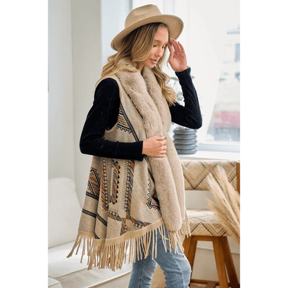 Tala Faux Fur Trim Cardigan Vest