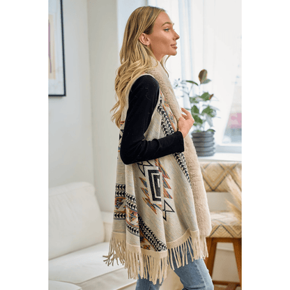 Tiva Faux Fur Trim Cardigan Vest