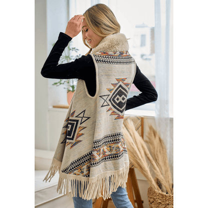 Tiva Faux Fur Trim Cardigan Vest