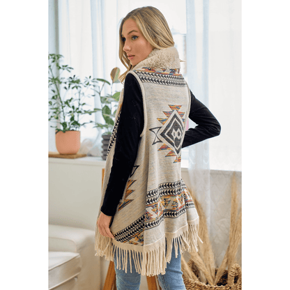 Tiva Faux Fur Trim Cardigan Vest