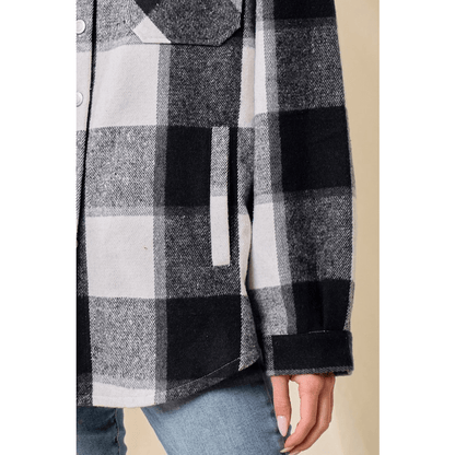 Marla Brushed Flannel Plaid Button Pocketed Shacket
