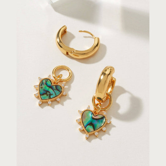 Dolce Cuore Charm Huggie Hoop Earring - Abalone