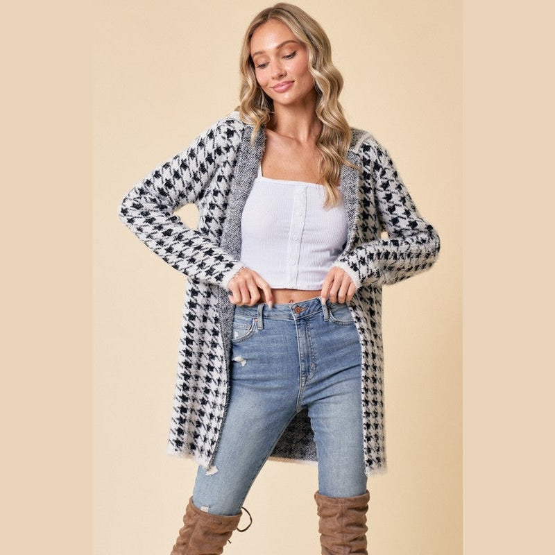 Paige Houndstooth Cardigan Sweater