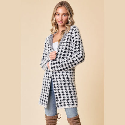 Paige Houndstooth Cardigan Sweater