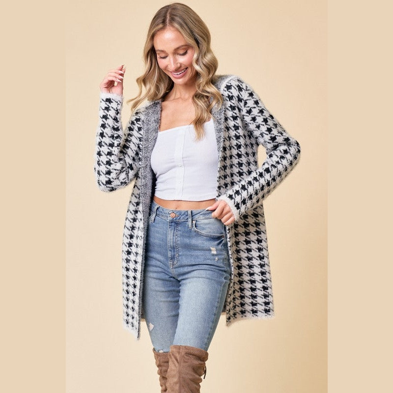 Paige Houndstooth Cardigan Sweater