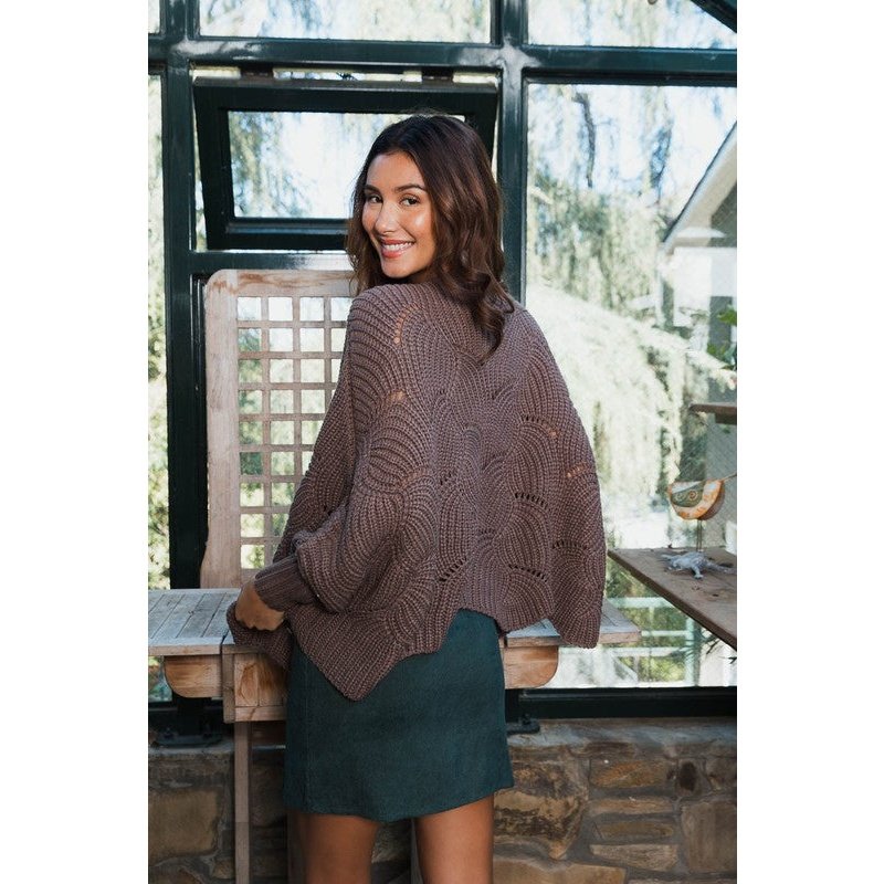 Ribbed Knit Pattern Poncho