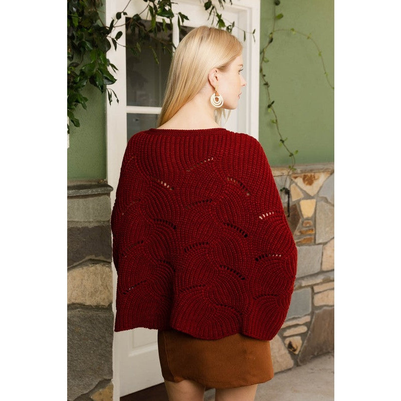 Ribbed Knit Pattern Poncho