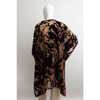 Floral Velvet Burnout Kimono w/ Armholes