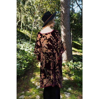 Floral Velvet Burnout Kimono w/ Armholes