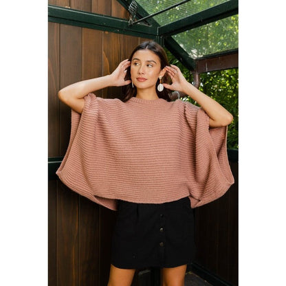 Urban Chic Ribbed Knit Sleeve Poncho